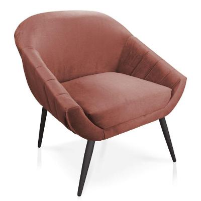 Kit 02 Poltronas Giovana Veludo Rosê Pés Palito De Ferro