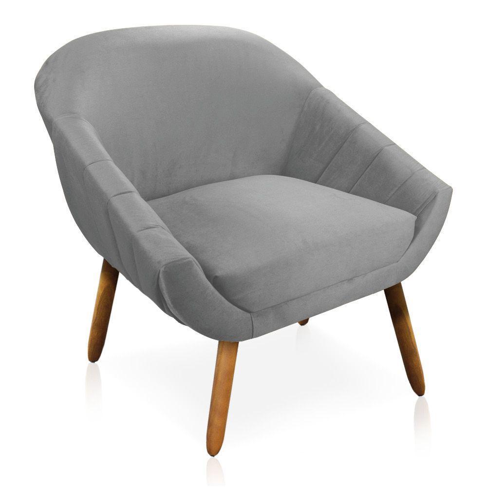 Kit 01 Namoradeira e 02 Poltronas Veludo Castanho Cinza - 5