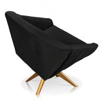 Kit 02 Poltronas Veludo Preto Base Madeira