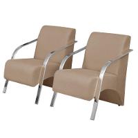 Kit 2 Poltronas Vênus 1 Lugar Pé Alumínio Cappuccino - 1