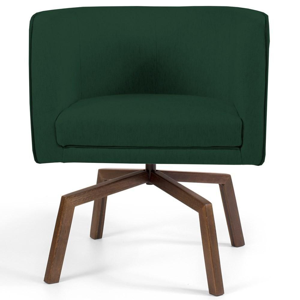 Kit 2 Poltronas Decorativas Base Ka Madeira Betina C-117 Linho Verde Musgo - Domi - 4