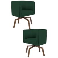 Kit 2 Poltronas Decorativas Base Ka Madeira Betina C-117 Linho Verde Musgo - Domi - 1