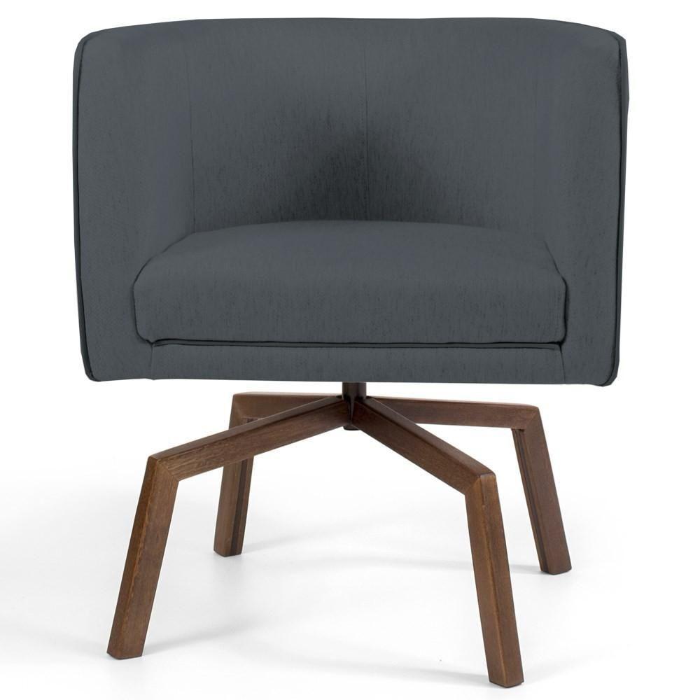 Kit 2 Poltronas Decorativas Base Ka Madeira Betina C-03 Corano Cinza - Domi - 4