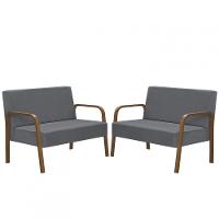 Kit 2 Namoradeiras Jade Braço Madeira Suede Grafite - 1