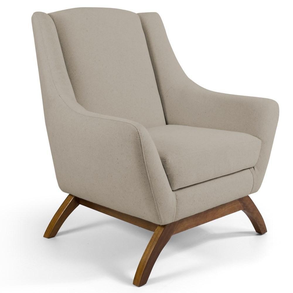 Kit 2 Poltronas Decorativas Base Manu Madeira Juliet C-129 Linho Bege - Domi - 4