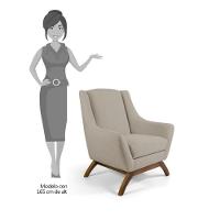 Kit 2 Poltronas Decorativas Base Manu Madeira Juliet C-129 Linho Bege - Domi - 2