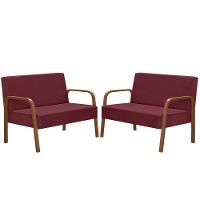 Kit 2 Poltrona Namoradeiras Jade Braço Madeira Bordô - 1
