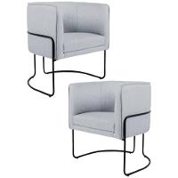 Kit 2 Poltronas Decorativas Base Aço Betina C-315 Linho Cinza - Domi - 1