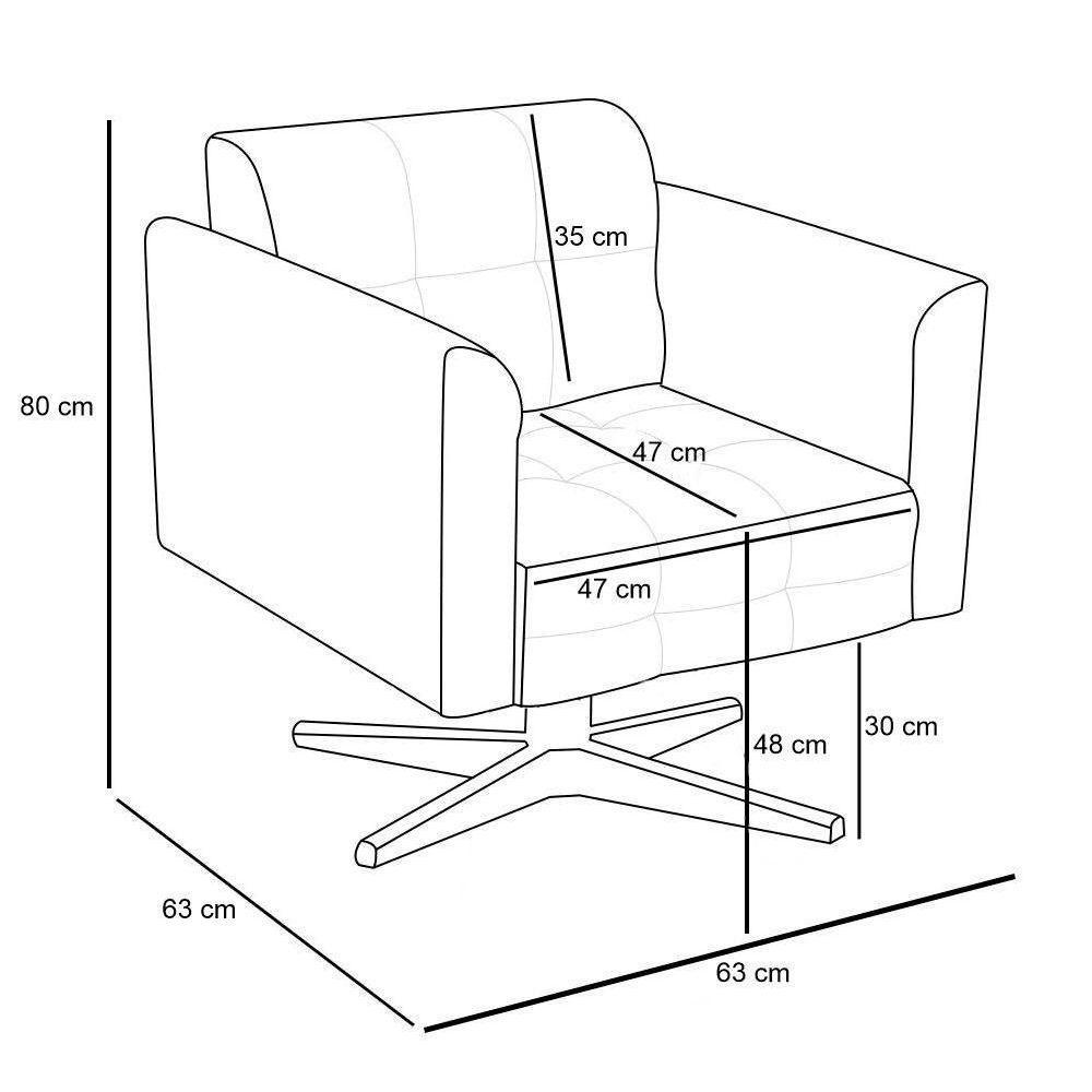 Kit 2 Poltronas Sala de Estar Base Cromada Giratória Ana Suede Bege Ibiza - 3