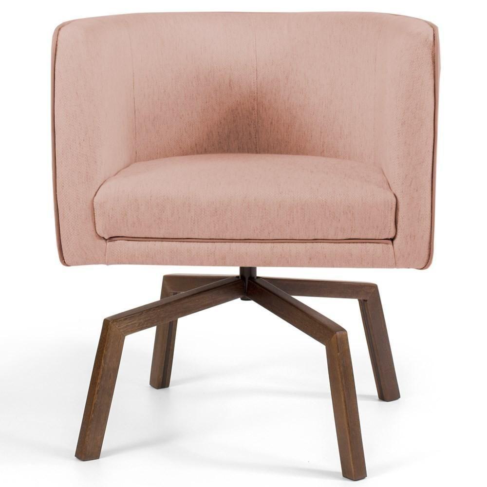 Kit 2 Poltronas Decorativas Base Ka Madeira Betina C-105 Linho Rosê - Domi - 4