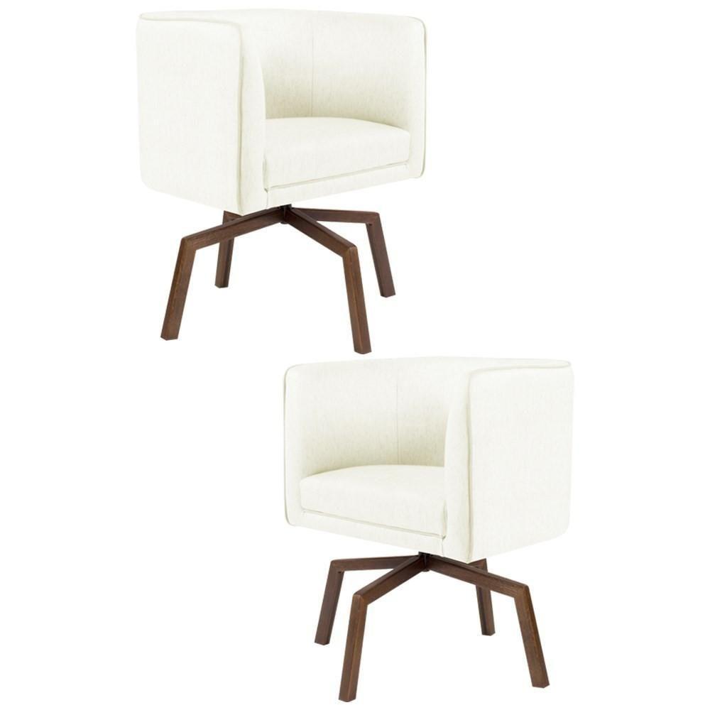 Kit 2 Poltronas Decorativas Base Ka Madeira Betina C-26 Corano Bege - Domi - 1