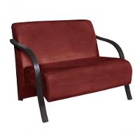 Poltrona 2 Lugares Vênus Suede Braço Madeira Bordô - 1