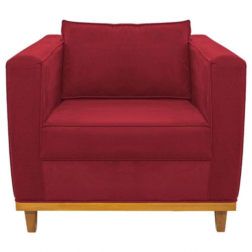 Kit Sofá 2 Lugares 2 Poltronas Europa Suede Vermelho - 2