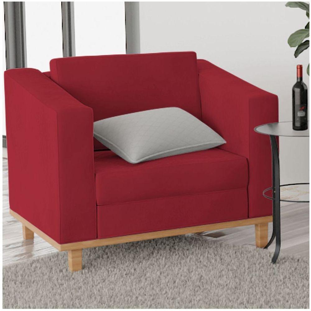 Kit Sofá 2 Lugares 2 Poltronas Europa Suede Vermelho - 5