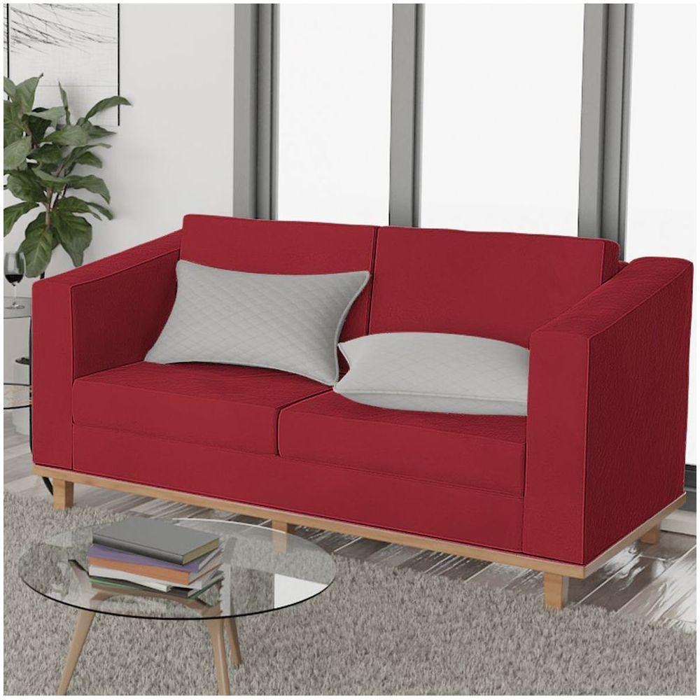 Kit Sofá 2 Lugares 2 Poltronas Europa Suede Vermelho - 6