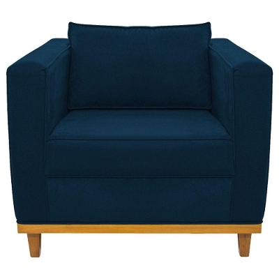 Kit Sofá 2 Lugares Poltrona Europa Suede Azul Marinho