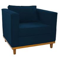 Kit Sofá 2 Lugares Poltrona Europa Suede Azul Marinho - 2