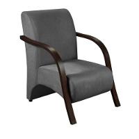 Poltrona 1 Lugar Vênus Pé Madeira Dsalla Suede Grafite Cinza - 1