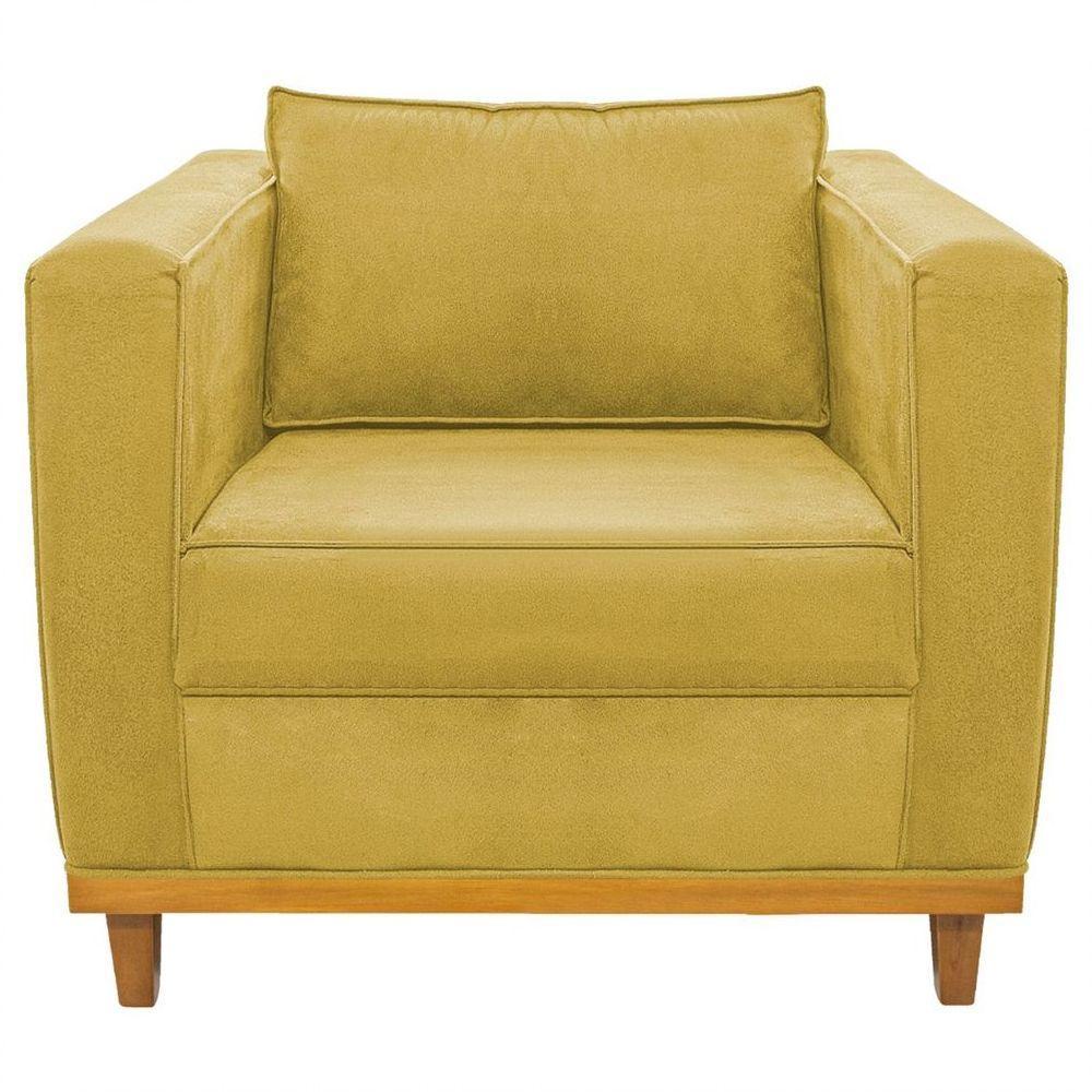 Kit Sofá 2 Lugares 2 Poltronas Europa Suede Amarelo - 2