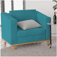Kit Sofá 2 Lugares 2 Poltronas Europa Suede Azul Turquesa - 9
