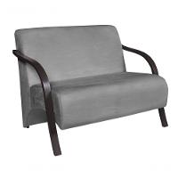 Poltrona 2 Lugares Vênus Suede Braço Madeira Cinza - 1