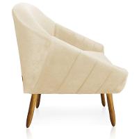 Poltrona Giovana Veludo Bege Pés Palito Castanho