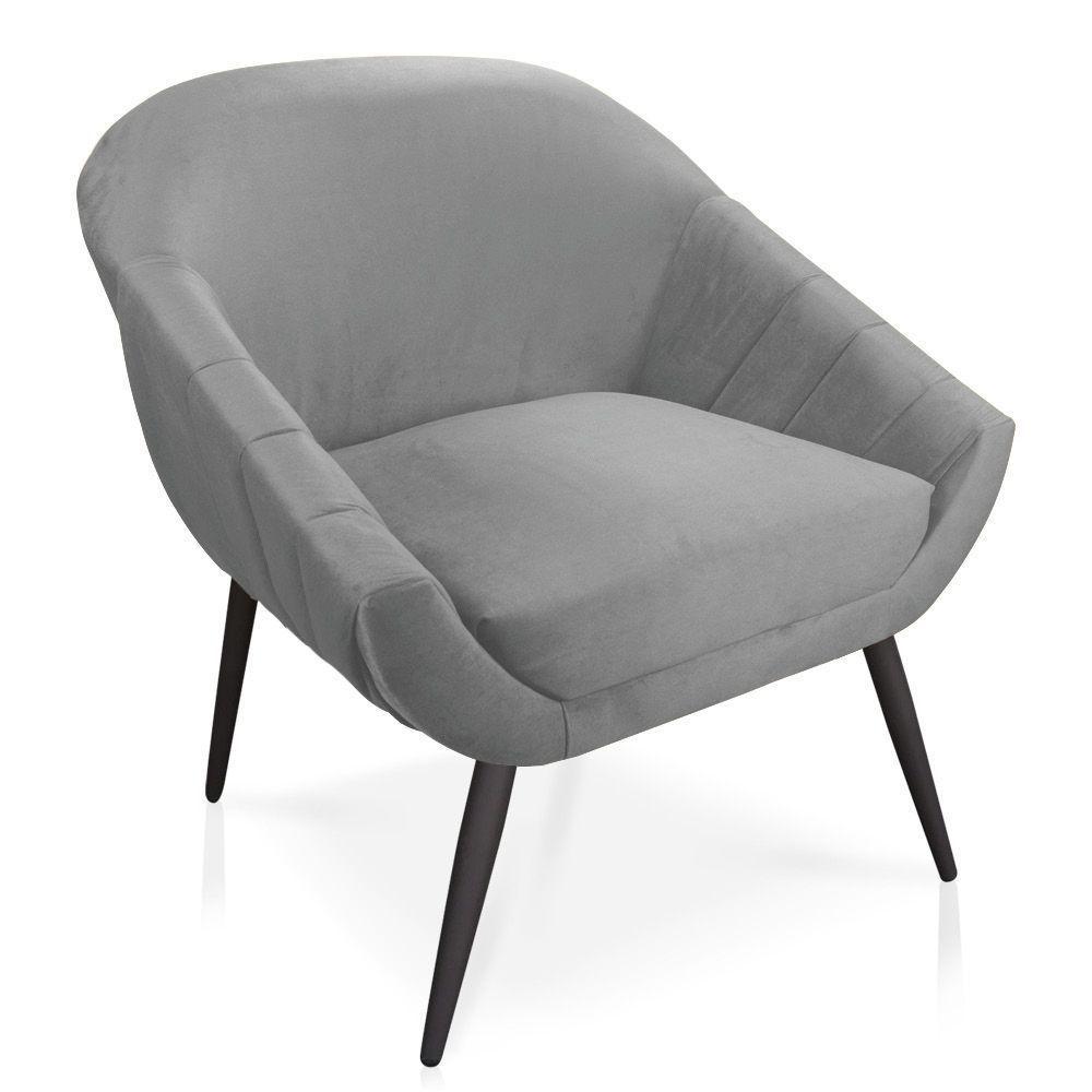 Poltrona Veludo Cinza de Ferro - 6