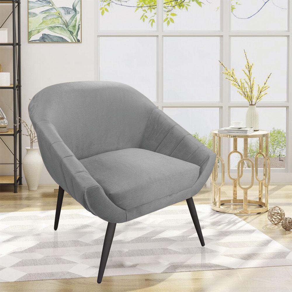 Poltrona Veludo Cinza de Ferro - 7