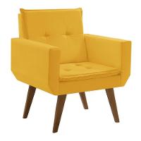 Poltrona Decorativa Taurus 1 Lugar Base Palito Tecido Suede Amarelo - 1