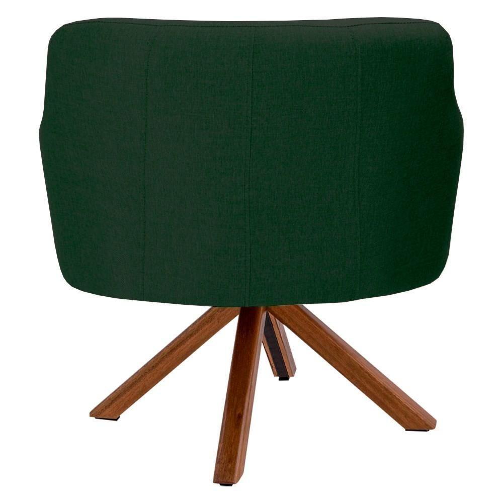 Poltrona Decorativa Giratória Base Giromad Madeira Jade C-117 Linho Verde Musgo - Domi - 5