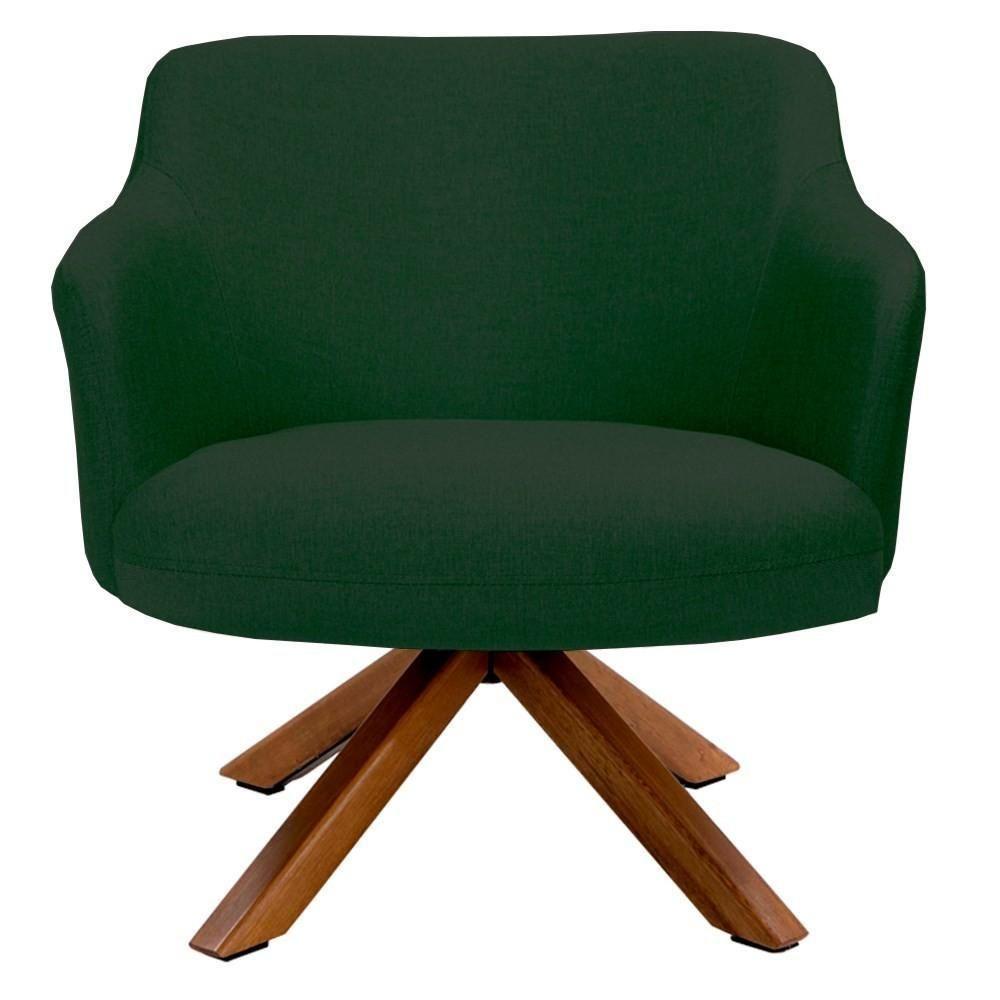 Poltrona Decorativa Giratória Base Giromad Madeira Jade C-117 Linho Verde Musgo - Domi - 7