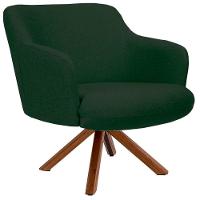 Poltrona Decorativa Giratória Base Giromad Madeira Jade C-117 Linho Verde Musgo - Domi - 1