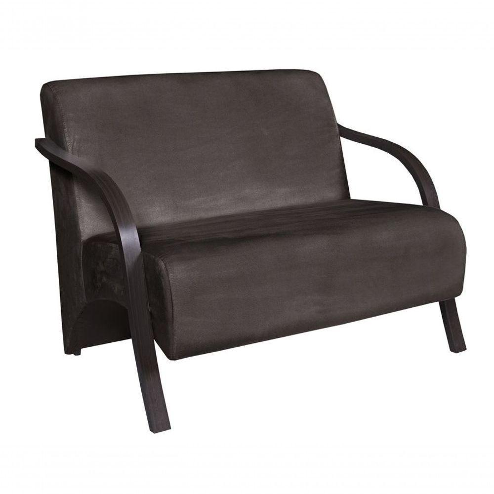 Poltrona 2 Lugares Vênus Suede Braço Madeira Marrom - 1