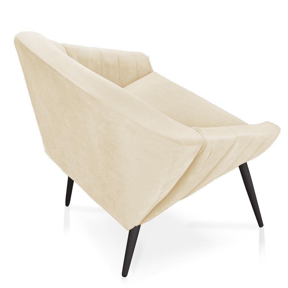 Poltrona Veludo Bege de Ferro - 4