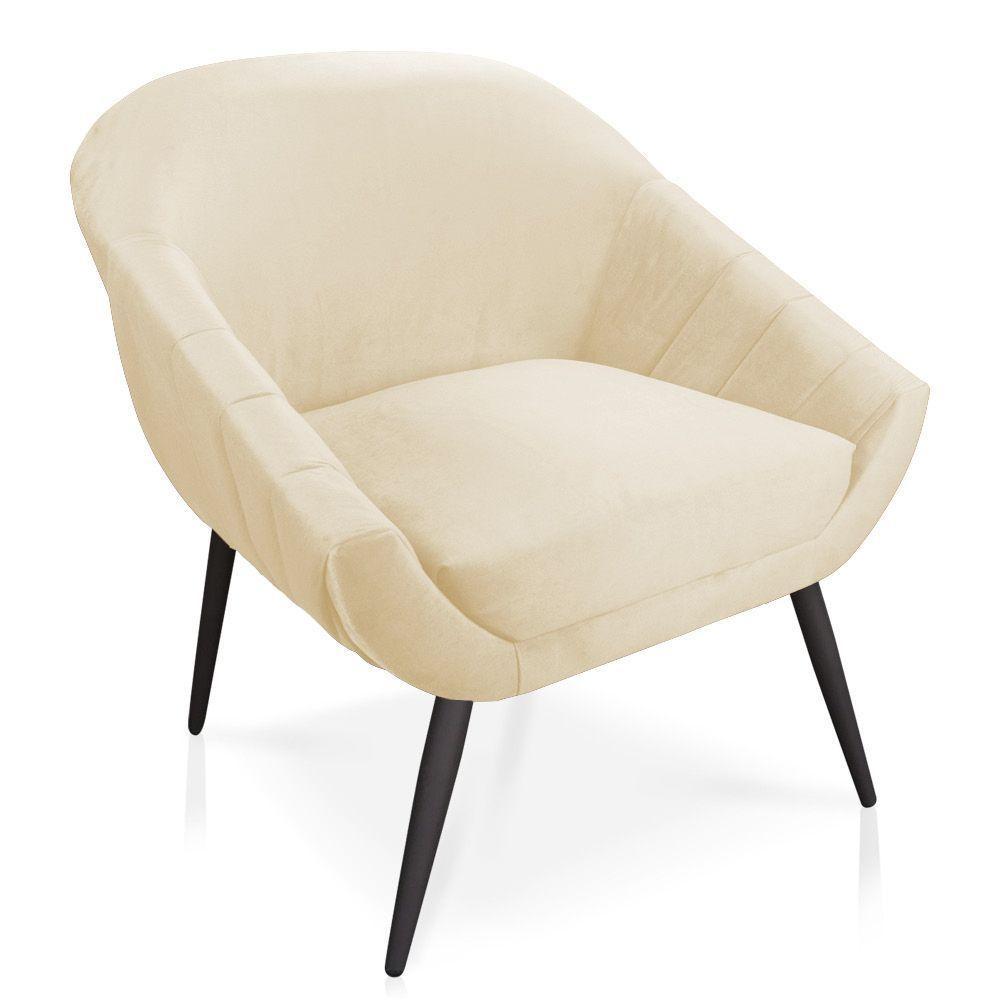 Poltrona Veludo Bege de Ferro - 6