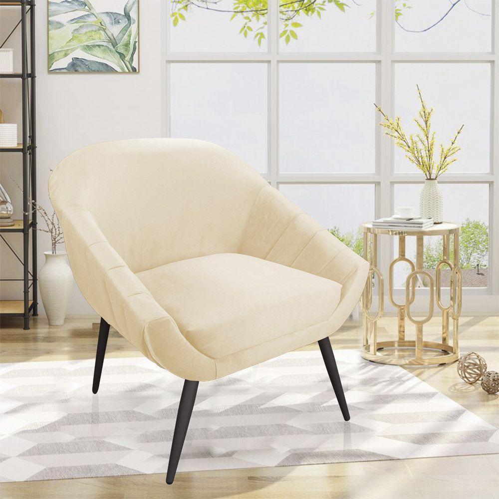 Poltrona Veludo Bege de Ferro - 7