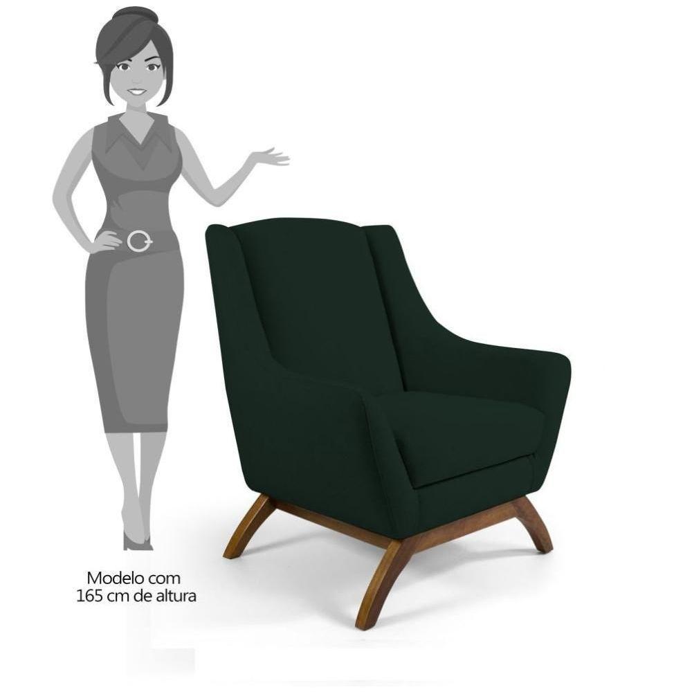 Kit 2 Poltronas Base Manu Madeira Juliet C-117 Linho Verde Musgo - Domi - 2