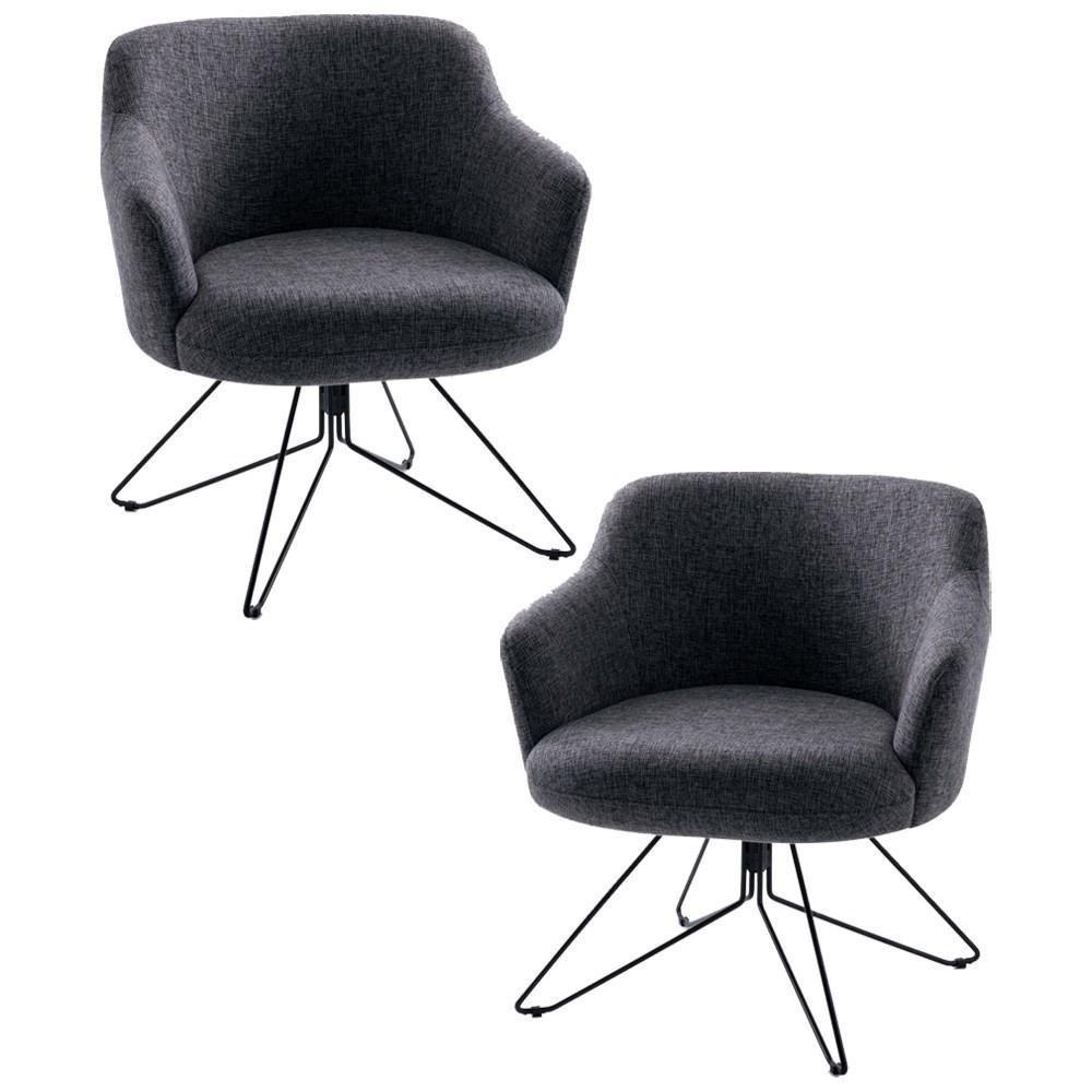 Kit 2 Poltronas Base Orby Fixa Jade C-469 Linho Mescla - Domi - 1