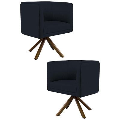Kit 2 Poltronas Base Giromad Madeira Betina C-05 Corano Preto - Domi