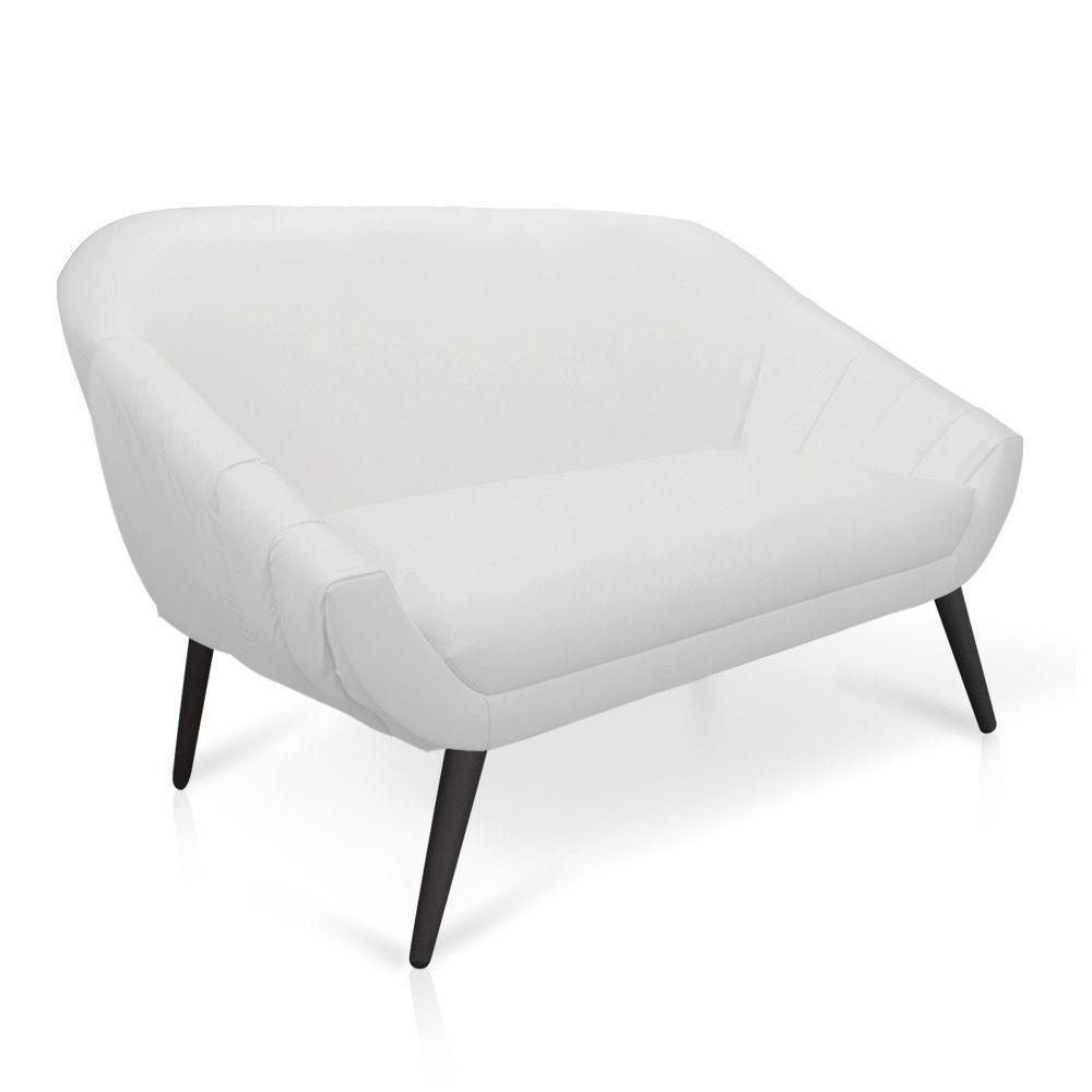 Kit 01 Namoradeira 02 Lugares E 02 Poltronas Giovana Corino Branco Pés Palito De Ferro - 6