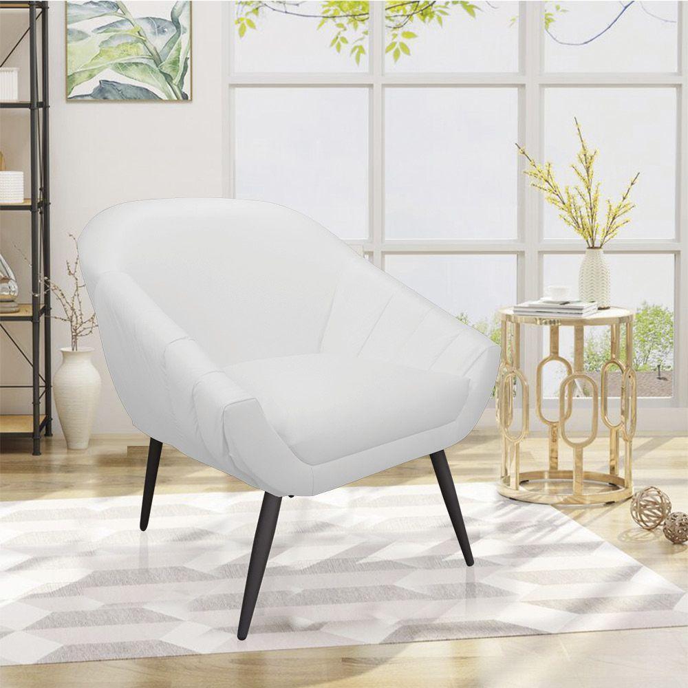 Kit 01 Namoradeira 02 Lugares E 02 Poltronas Giovana Corino Branco Pés Palito De Ferro - 7