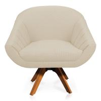 Kit 02 Poltronas Giratória Giovana Linho Mm30 A19 Grosso Bege - 5