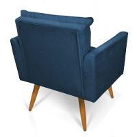 Kit 2 Poltronas Olivia Suede Pés Palito Castanho - Pallazio Cor Azul Marinho - 3