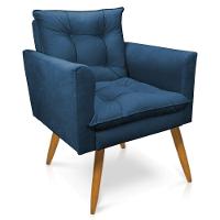 Kit 2 Poltronas Olivia Suede Pés Palito Castanho - Pallazio Cor Azul Marinho - 5