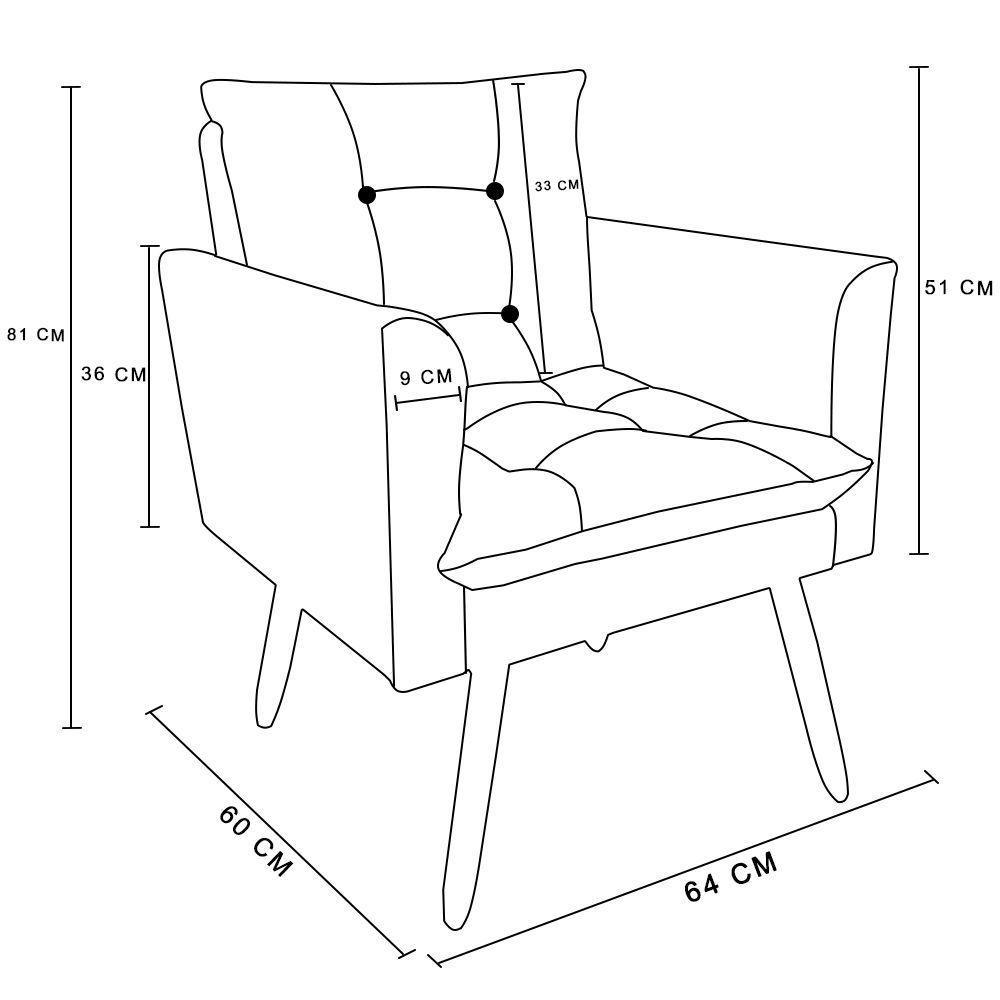Kit 2 Poltronas Olivia Suede Vermelho Pés Palito Castanho - Pallazio - 2