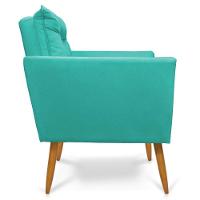 Kit 2 Poltronas Olivia Suede Pés Palito Castanho - Pallazio Cor Azul Turquesa