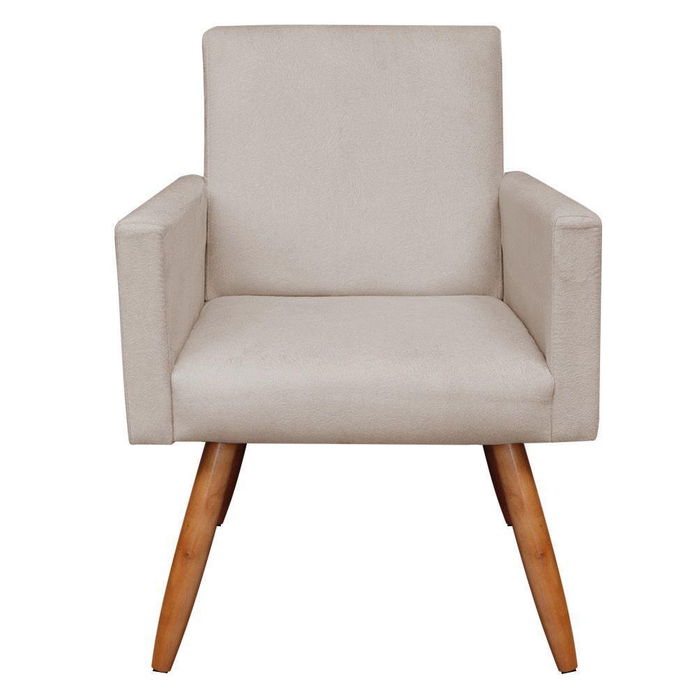 Kit 2 Poltronas Nina Suede Pés Palito Castanho - Pallazio Cor Bege - 5