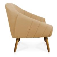 Kit 02 Poltronas Giovana Linho Pés Palito Castanho A27 Areia - 5