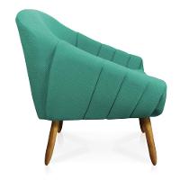 Kit 02 Poltronas Giovana Linho Pés Palito Castanho A115 Azul Pavão - 5