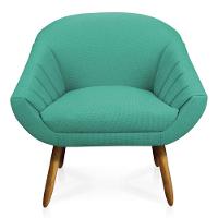 Kit 02 Poltronas Giovana Linho Pés Palito Castanho A115 Azul Pavão - 6